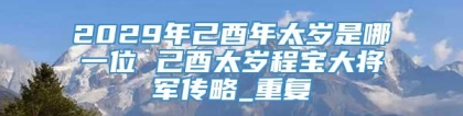 2029年己酉年太岁是哪一位 己酉太岁程宝大将军传略_重复