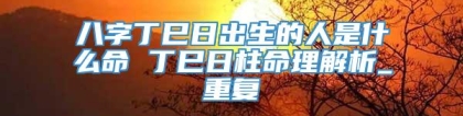 八字丁巳日出生的人是什么命 丁巳日柱命理解析_重复