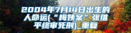 2004年7月14日出生的人命运(“梅姨案”张维平终审死刑)_重复