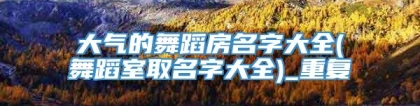 大气的舞蹈房名字大全(舞蹈室取名字大全)_重复