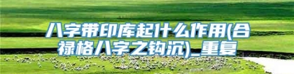 八字带印库起什么作用(合禄格八字之钩沉)_重复