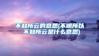 不知所云的意思(不明所以 不知所云是什么意思)