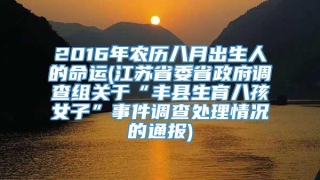 2016年农历八月出生人的命运(江苏省委省政府调查组关于“丰县生育八孩女子”事件调查处理情况的通报)