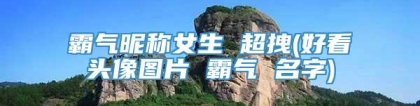 霸气昵称女生 超拽(好看头像图片 霸气 名字)