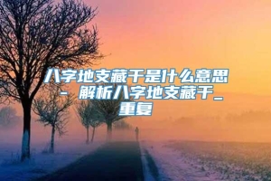 八字地支藏干是什么意思 - 解析八字地支藏干_重复