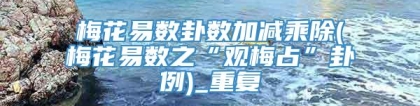 梅花易数卦数加减乘除(梅花易数之“观梅占”卦例)_重复