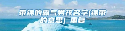 带锦的霸气男孩名字(锦带的意思)_重复