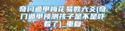 奇门遁甲梅花易数六爻(奇门遁甲预测孩子是不是吓着了)_重复