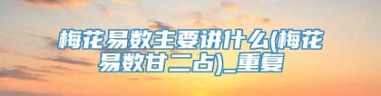 梅花易数主要讲什么(梅花易数甘二占)_重复