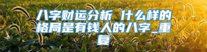 八字财运分析 什么样的格局是有钱人的八字_重复