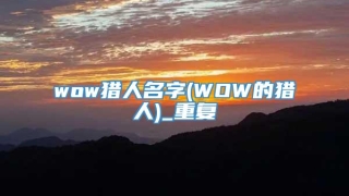 wow猎人名字(WOW的猎人)_重复