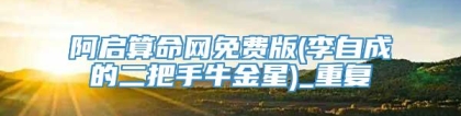 阿启算命网免费版(李自成的二把手牛金星)_重复