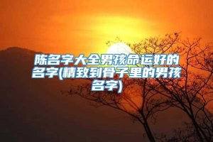 陈名字大全男孩命运好的名字(精致到骨子里的男孩名字)