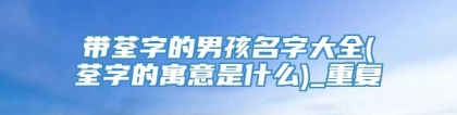 带荃字的男孩名字大全(荃字的寓意是什么)_重复