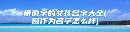 带徽字的女孩名字大全(徽作为名字怎么样)