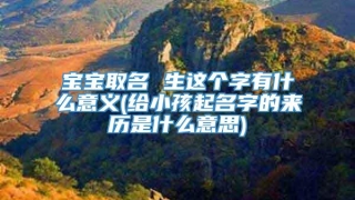 宝宝取名 生这个字有什么意义(给小孩起名字的来历是什么意思)