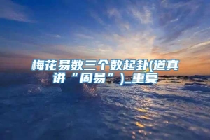 梅花易数三个数起卦(道真讲“周易”)_重复