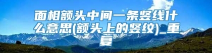 面相额头中间一条竖线什么意思(额头上的竖纹)_重复