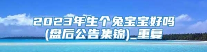2023年生个兔宝宝好吗(盘后公告集锦)_重复