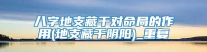 八字地支藏干对命局的作用(地支藏干阴阳)_重复