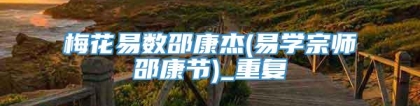 梅花易数邵康杰(易学宗师邵康节)_重复