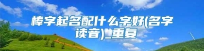 棒字起名配什么字好(名字 读音)_重复