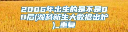 2006年出生的是不是00后(湖科新生大数据出炉)_重复
