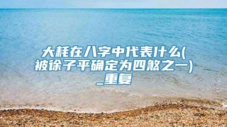 大耗在八字中代表什么(被徐子平确定为四煞之一)_重复