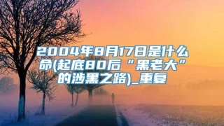 2004年8月17日是什么命(起底80后“黑老大”的涉黑之路)_重复