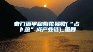 奇门遁甲和梅花易数(“占卜热”成产业链)_重复