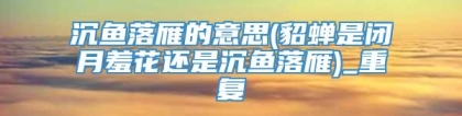 沉鱼落雁的意思(貂蝉是闭月羞花还是沉鱼落雁)_重复