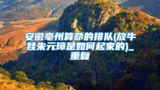 安徽亳州算命的排队(放牛娃朱元璋是如何起家的)_重复