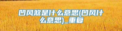 凹风煞是什么意思(凹风什么意思)_重复