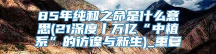 85年纯和之命是什么意思(21深度丨万亿“中植系”的彷徨与新生)_重复