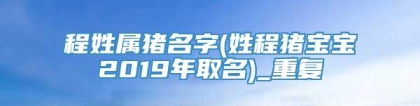 程姓属猪名字(姓程猪宝宝2019年取名)_重复