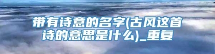 带有诗意的名字(古风这首诗的意思是什么)_重复
