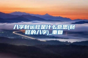 八字财运旺是什么意思(财旺的八字)_重复