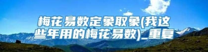 梅花易数定象取象(我这些年用的梅花易数)_重复