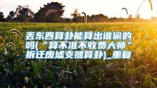 丢东西算卦能算出谁偷的吗(“算不准不收费大师”拆迁废墟支摊算卦)_重复