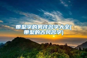 带梨字的男孩名字大全(带梨的古风名字)