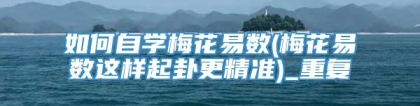 如何自学梅花易数(梅花易数这样起卦更精准)_重复