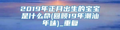 2019年正月出生的宝宝是什么命(回顾19年潮汕年味)_重复