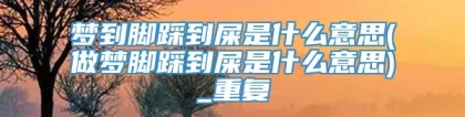 梦到脚踩到屎是什么意思(做梦脚踩到屎是什么意思)_重复