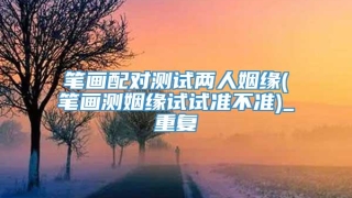 笔画配对测试两人姻缘(笔画测姻缘试试准不准)_重复
