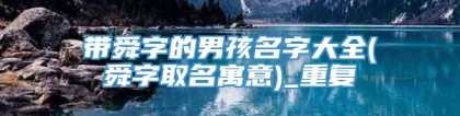 带舜字的男孩名字大全(舜字取名寓意)_重复