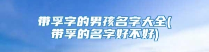 带孚字的男孩名字大全(带孚的名字好不好)