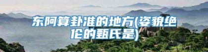 东阿算卦准的地方(姿貌绝伦的甄氏是)