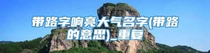 带路字响亮大气名字(带路的意思)_重复