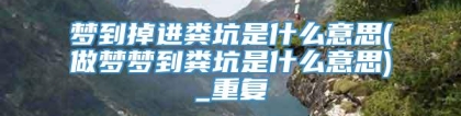 梦到掉进粪坑是什么意思(做梦梦到粪坑是什么意思)_重复