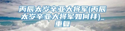 丙辰太岁辛亚大将军(丙辰太岁辛亚大将军如何拜)_重复